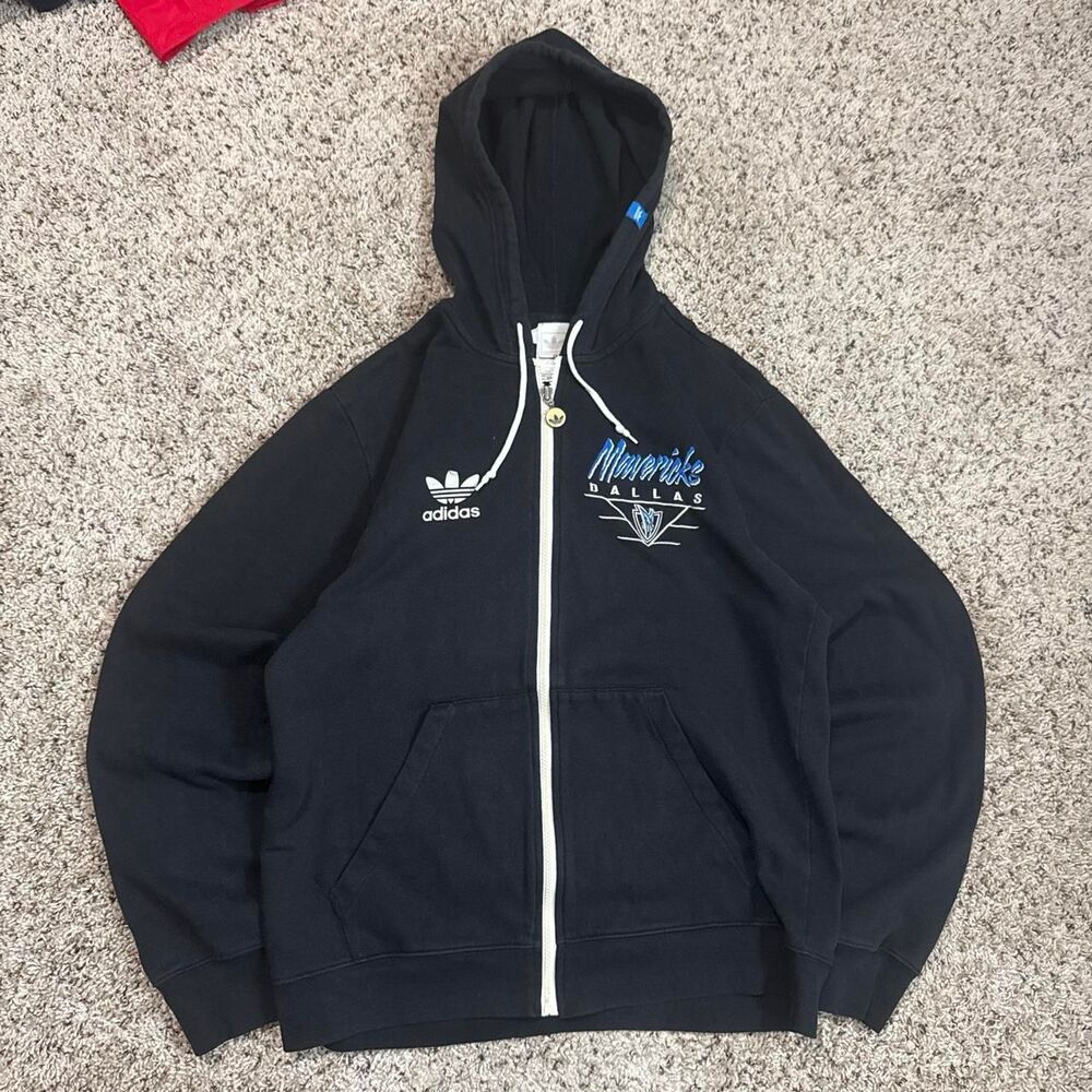 Adidas Men's Black and Navy Hoodie